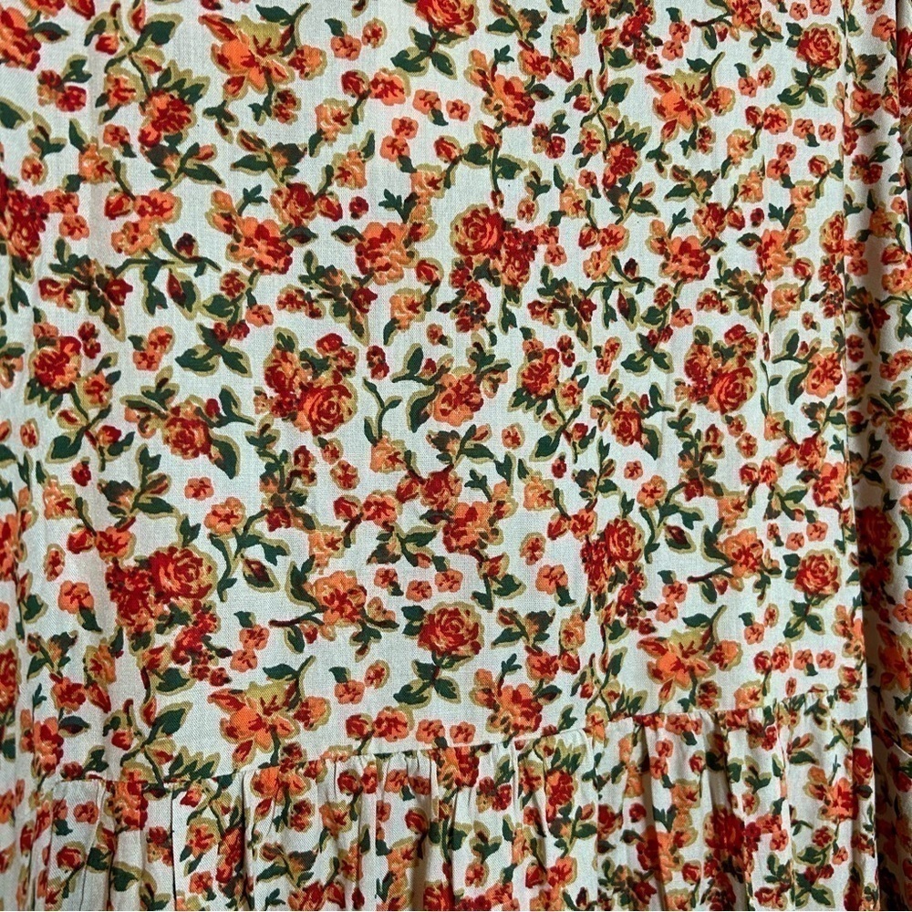 Woman Within Boho Floral & Leaf Print Lightweight Button Down Tunic Top NWT - Picture 5 of 16